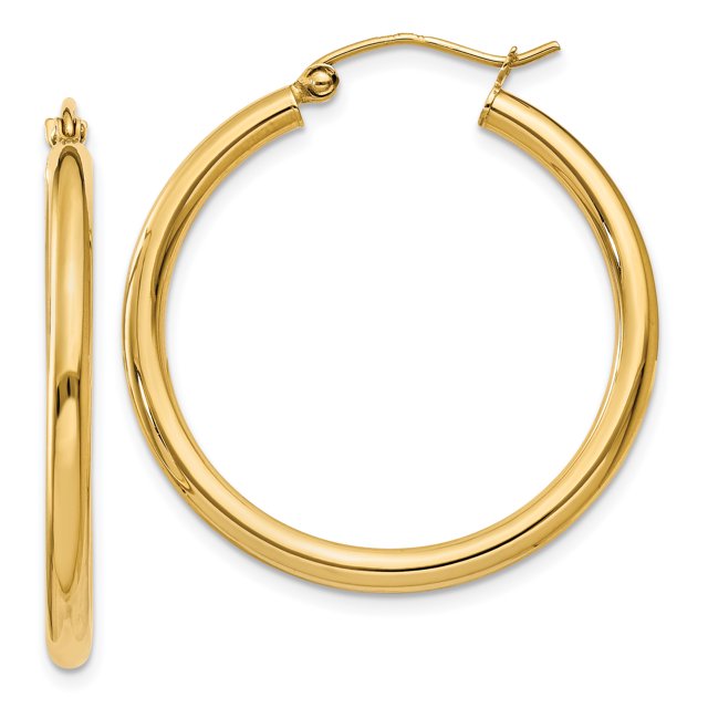 Boucles d'Oreilles Créoles Rondes 2,5 mm en Or Jaune 10K Poli