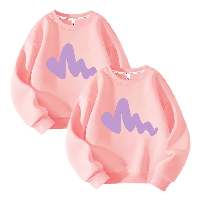 Posijego Lot de 2 Chandails Molletonnés Filles Garçons Col Rond Manches Longues Chandail Enfants Décontracté Athlétique Coton Chandails Molletonnés