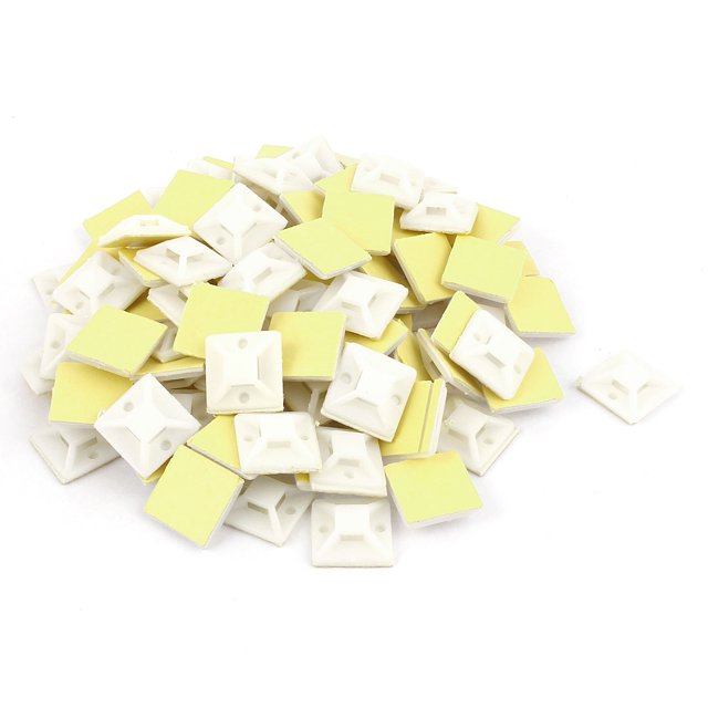 Unique Bargains 100 Pcs 19 x 19mm Square Self Adhesive Cable Tie Mount Base Holder