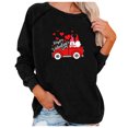 thumbnail image 1 of CEHVOM Imprimé de la Saint-Valentin pour Femmes, Col Rond Décontracté, Manches Longues, Chandail Molletonné à Enfiler, Hauts, Chemise, Blouse, 1 of 5