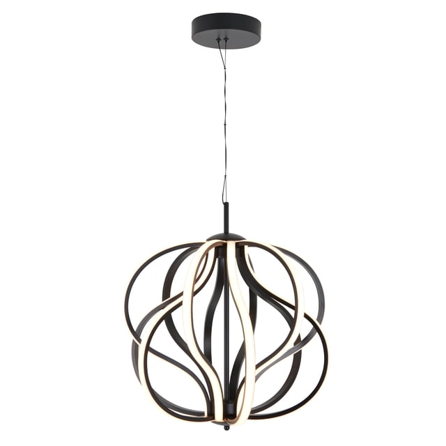 Artika Meridian Luminaire Suspendu Moderne à DEL Noir, au design Minimaliste avec Cadres en Aluminium Bouclés et Lumières DEL Intégrées. le Luminaire Émet 2000 lumens à une Température de Couleur de 3000 Kelvins, Offrant une Efficacité Énergétique et une Durée de Vie de 50 000 Heures. Mesurant 19,69 Pouces de Diamètre et Réglable jusqu'à 72,01 Pouces de Hauteur, Il Est Idéal pour les Salles à Manger Ou les Îlots de Cuisine.