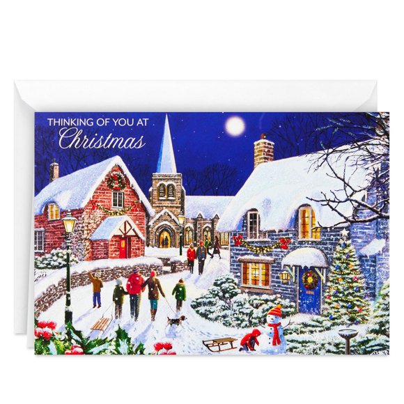 Boîte de 18 cartes religieuses de Noël Dayspring de Hallmark (Église de village et vœux de Noël)