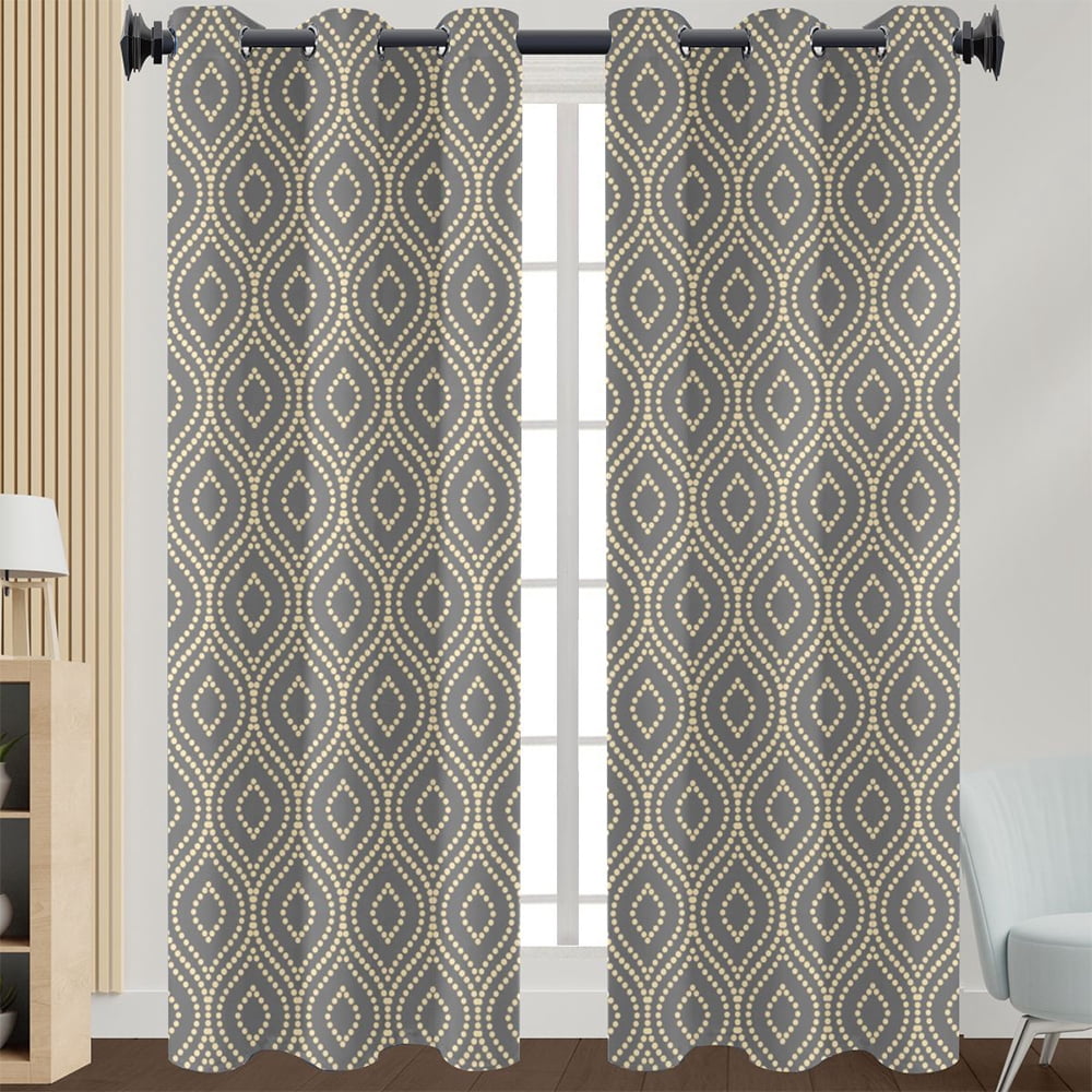 Innerwin Curtain Floral Window Drape Blackout Eyelet Top Panel Grommet Modern Home Decor Light Filtering Style 5 W:43"x H:54"