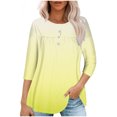 thumbnail image 1 of Pisexur Womens Plus Size Sweatshirt Gradients 3/4 Length Sleeve Tops Fall V-Neck Blouses Spring Ruffle Sleeve Tunic T-Shirts Dressy Casual, 1 of 4