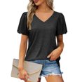 thumbnail image 2 of Birdeem Mode Femmes Été T-Shirt Décontracté à Manches Courtes Col en V, 2 of 6