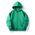 thumbnail image 1 of Milgrthf Unisexe Garçons Filles Chandails d'Automne Sport Décontracté Manches Longues Fermeture Éclair Complète Mignon Col Ras du Cou Basique Couleur Unie Chandails à Capuchon Chandail avec Poche Vert Armée 9-10 Ans, 1 of 5