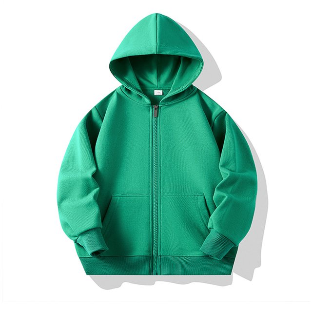 Milgrthf Unisexe Garçons Filles Chandails d'Automne Sport Décontracté Manches Longues Fermeture Éclair Complète Mignon Col Ras du Cou Basique Couleur Unie Chandails à Capuchon Chandail avec Poche Vert Armée 9-10 Ans