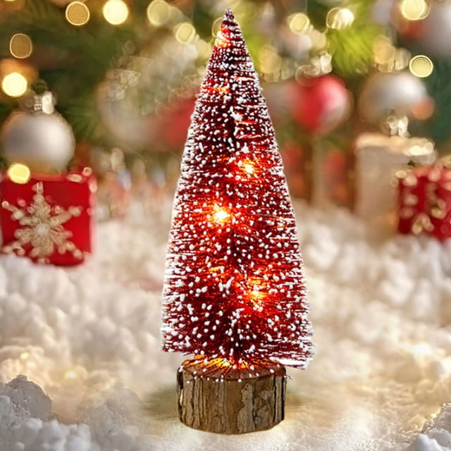 Yhmxh Christmas Decorations,Christmas Ornaments Colorful Christmas Tree Desktop Decoration Christmas Needles Small LED Illuminated Mini Christmas Tree A Lights