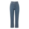 thumbnail image 3 of 2025 Women Solid Loose Slimming Jean Button Pant Pocket Washed Classic Denim Polished Waist Ripped Jeans Mod Mom, 3 of 4