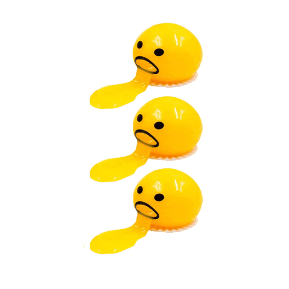 JOYWE The Puking Ball - 3 Pcs Tiktok Vomissements Dégoûtant Jaune D'oeuf Balle Jouet, Squishy Puking Egg Jaune Balle Anti-Stress, Rond Vomissements Et Sucer Paresseux Jaune D'oeuf Soulagement Jouets,