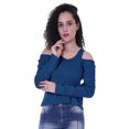 thumbnail image 2 of Moomaya Womens Cold Shoulder Short Top Solid Full Sleeves Summer Tee Tops, 2 of 6