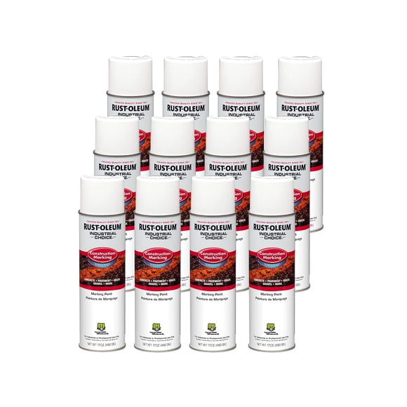 Rust-Oleum 264692-12PK Choix Industriel M1400 Système Peinture en Aérosol pour Marquage de Construction à Base d'Eau, 17 oz, Blanc Lustré, Lot de 12