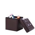 thumbnail image 1 of Repose-pieds Ottoman en Cuir Capitonné, Pliable, pour Rangement de Meubles, avec Boîte de Rangement (Petit, Brun), 1 of 4
