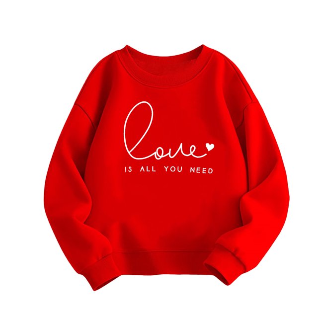 PMVFHDE Chandails d'École pour Filles Chandail Garçons Fille Enfants Décontracté Imprimé Manches Longues Col Rond Chandail à Capuchon Ensembles Rouge,11-12 Ans