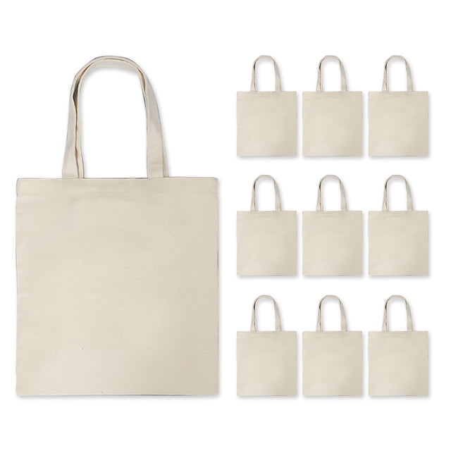 10 Pack Canvas Bags Tote Bags Large Capacity Solid Color Foldable Reusable Lightweight Shopping Bags Cloth Bags Tote Bags