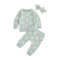 thumbnail image 3 of Faithtur Baby Clothes Set Floral Printed Sweatshirts Tops+Pants+Bow Headband, 3 of 9