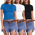 thumbnail image 1 of T-Shirts Élégants pour Femmes / Chandails Simples à Manches Longues pour Femmes Course à Pied Manches Longues Ensemble de 3 Pcs Chandails de Course à Manches Courtes Chandails à Manches Longues pour Femmes Tendance Coupe Ajustée Hauts Courts Manches Longues, 1 of 5