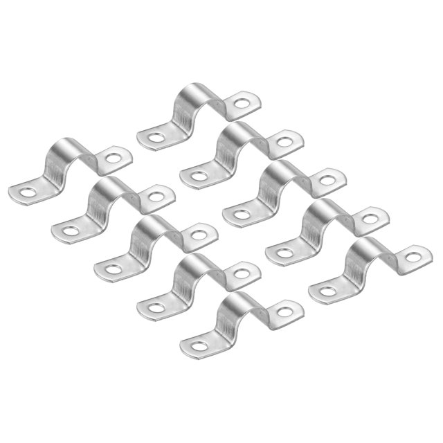 Unique Bargains 14mm Rigid Pipe Strap Clamp, 10 Pcs 304 Stainless Steel Two Hole U-shape Tube Clip