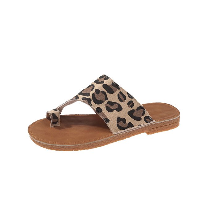 KIHOUT Summer Womens Sandals, Ladies Summer Flip-flop Leopard Toe Flat Beach Sandals