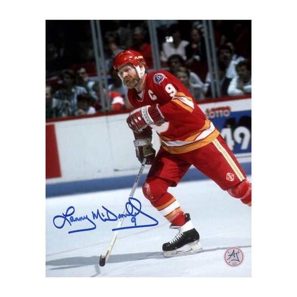 Lanny McDonald Photo 8x10 des Finales des Séries Éliminatoires des Flames de Calgary Signée