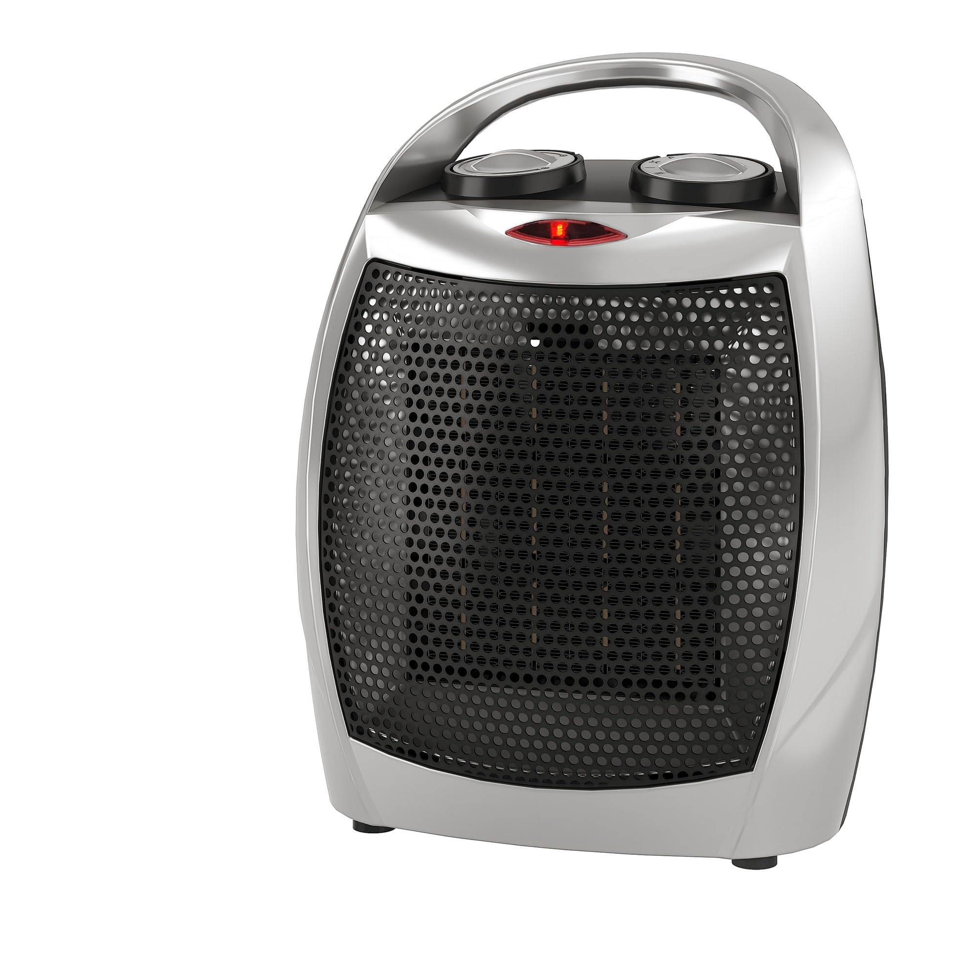 Space Heater – Electric 1500W/750W Ceramic Desk Heater & Fan – Fast Heating, Thermostat – Quiet <45 dB – Tip-Over & Overheat Protection – for Office, Room & Under Desk – Silver