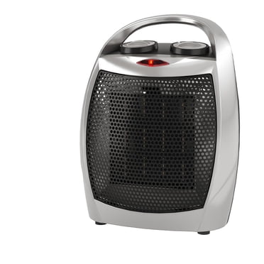Space Heater – Electric 1500W/750W Ceramic Desk Heater & Fan – Fast Heating, Thermostat – Quiet <45 dB – Tip-Over & Overheat Protection – for Office, Room & Under Desk – Silver
