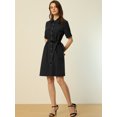 thumbnail image 3 of INSPIRE CHIC Robe Safari à Manches Courtes pour Femme avec Ceinture et Boutons Noir G, 3 of 5