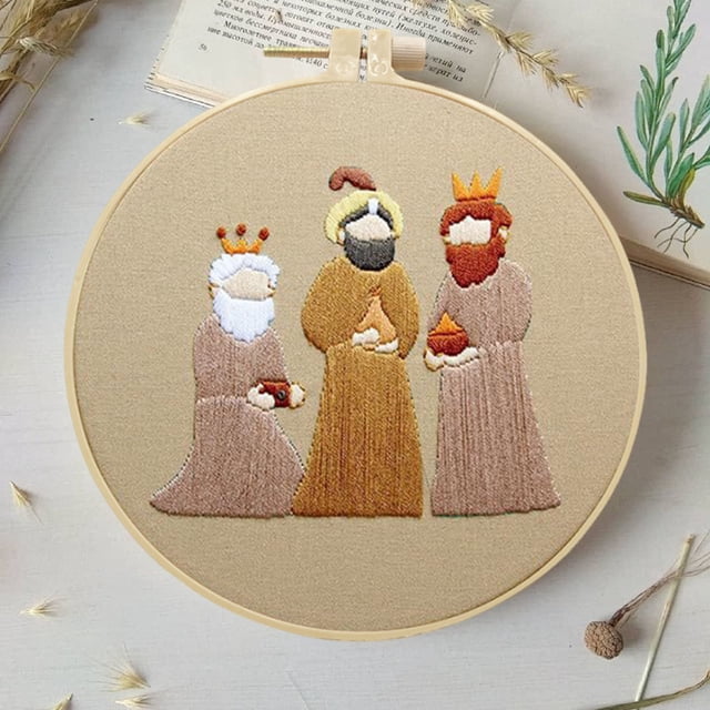 Wzzjkit Vintage Religious Hand Embroidery Diy Handmades Fabric Material Kit Creatives Needlework Embroidery