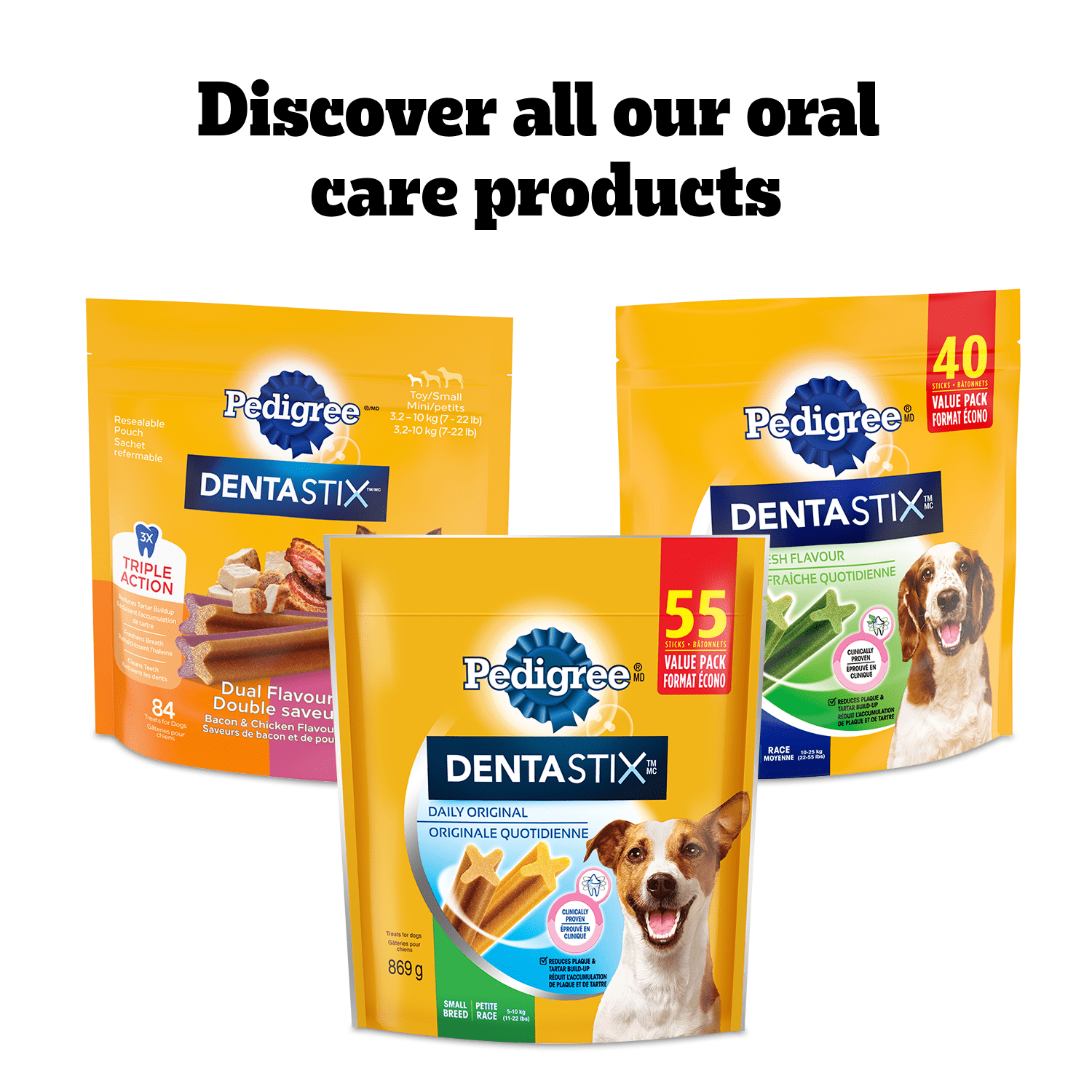 PEDIGREE DENTASTIX Gâteries de soins buccodentaires saveur de bœuf pour chiens adultes de race moyenne – réduisent l’accumulation de plaque et de tartre, 40 bâtonnets