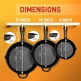 thumbnail image 2 of NutriChef Non Stick Pre Seasoned Cast Iron Skillet Frying Pan, 3 Piece Set, 2 of 7