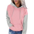 thumbnail image 1 of MeetoTime Women's Color Block Hoodie Fall Fleece Long Sleeve Crew Neck Oversized Hooded Sweatshirt Pullover Tops, 1 of 6