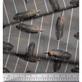 thumbnail image 3 of Soimoi Gray Heavy Canvas Fabric Stripe Feather Printed Fabric 1 Yard 58 Inch Wide, 3 of 3