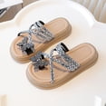 thumbnail image 2 of GiLiling Girls Rhinestone Butterfly Slide Sandals, Open Toe Casual Slip On Flats, Non Slip Beach Summer Slippers for Toddler Kids (Black, 9-9.5 Years), 2 of 6