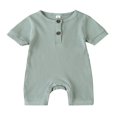 thumbnail image 1 of Baby Girl Boy Solid Romper Short Sleeve Jumpsuit Button Cotton Clothing, 1 of 5