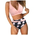 thumbnail image 1 of 2025 Women High Waisted Bikini Sporty Swimsuits for Women with Shorts Push Up Two Piece Women Swimsuit Size 16 Swimsuits Vintage Swimsuit Two Piece Retro Ruched High Waist Print Bikini, 1 of 6
