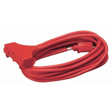 Coleman Cable 4217 Rallonge Extérieure en Vinyle 14/3 SJTW, Rouge, 3 Prises, 25 Pieds