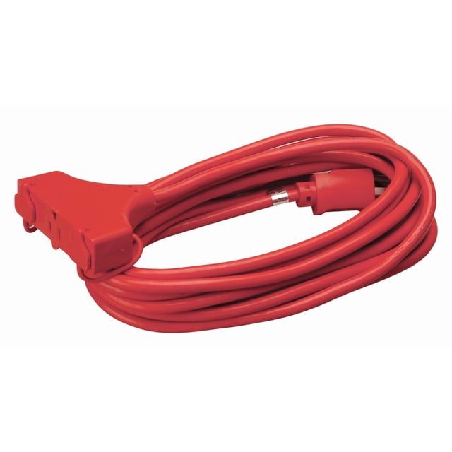 Coleman Cable 4217 Rallonge Extérieure en Vinyle 14/3 SJTW, Rouge, 3 Prises, 25 Pieds