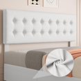 thumbnail image 4 of Bingirl Beige and White Upholstered King Bed Frame with Adjustable Headboard, 4 Storage Drawers, Button Finish Design, No Box Spring Needed, Noise-Free, and Easy Assembly, 4 of 7