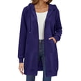 thumbnail image 4 of HAiming Womens over Size Solid Color Long Hoodie Jacket Casual Long Sleeve Drawstring Hooded Sweatshirt, 4 of 9