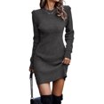 thumbnail image 1 of Innerwin Robe Chandail Col Rond Chandail pour Femmes Chandail d'Hiver Manches Longues Élégante Mini Robes Gris Foncé TG, 1 of 3