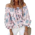 thumbnail image 3 of Ccdes Off Shoulder Top, Elegant Floral Print Blouse Loose Stylish Polyester For Office Work For Outdoor Activity, 3 of 5