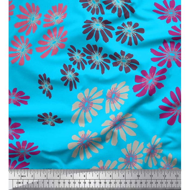 Soimoi Rayon Fabric Artistic Flower Decor Fabric Printed Yard 56 Inch Wide