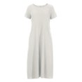 thumbnail image 4 of Robes d'Été pour Femmes 2023 Robes pour Femmes Liquidation Mode Femmes Été Uni Décontracté Col Rond Manches Courtes Vacances Poches Robe, 4 of 5