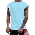 thumbnail image 1 of BADHUB Mens Workout Hooded Tank Tops Drawstring Muscle Stretch Sleeveless Solid Color Shirts Loose Gym Vest Clearance Light Blue S, 1 of 7