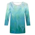 thumbnail image 3 of Hauts pour Femmes Décontractés Imprimés à Col Rond T-Shirt à Manches 3/4 Haut Ample, Hauts à Manches 3/4 pour Femmes, Hauts Décontractés pour Femmes, T-Shirts pour Femmes, 3 of 4