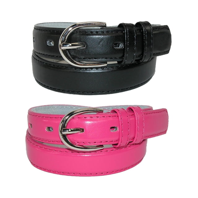 CTM® Ceinture Habillée en Cuir de Base pour Enfant (Lot de 2 Couleurs)