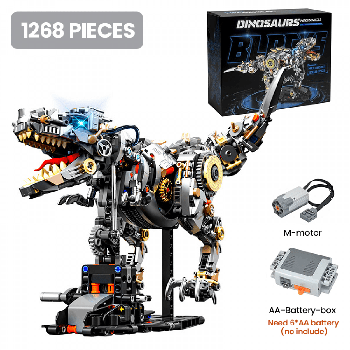 Mechanical T-Rex Building Blocks Set for Collection, 1268Pieces Dinosaurs Mini Building Blocks Toys for Kids and Adults Gifts
