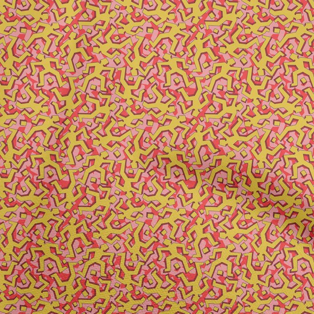 oneOone Polyester Spandex Tissu Jaune Abstractions Matière de Robe Tissu Imprimé Tissu au Mètre 56 Pouces de Large