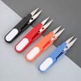 thumbnail image 4 of 4-Pack Multi-Purpose Small Scissors with Safety Cover – Ideal for Yarn, Fishing Thread, Cross-Stitch, and Sewing Projects Rebound U-Shaped Plastic Handle Scissors, Cross Stitch Colored Yarn Cutting, 4 of 5