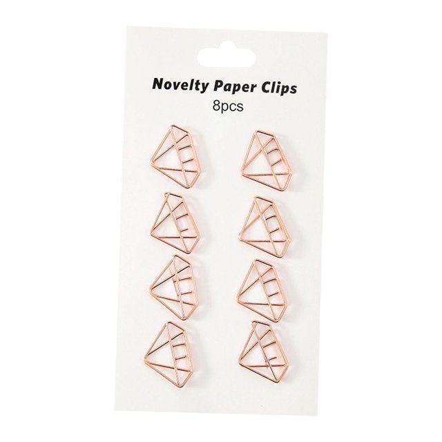 8Pcs Large Paper Clips Accessories Bookmark Reusable Wire Stationery Metal for Invitation Card Organization Office Folders Gift Diamond
